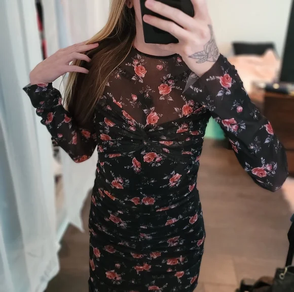 NWT Zara Floral Bodycon Dress - Picture 2 of 7